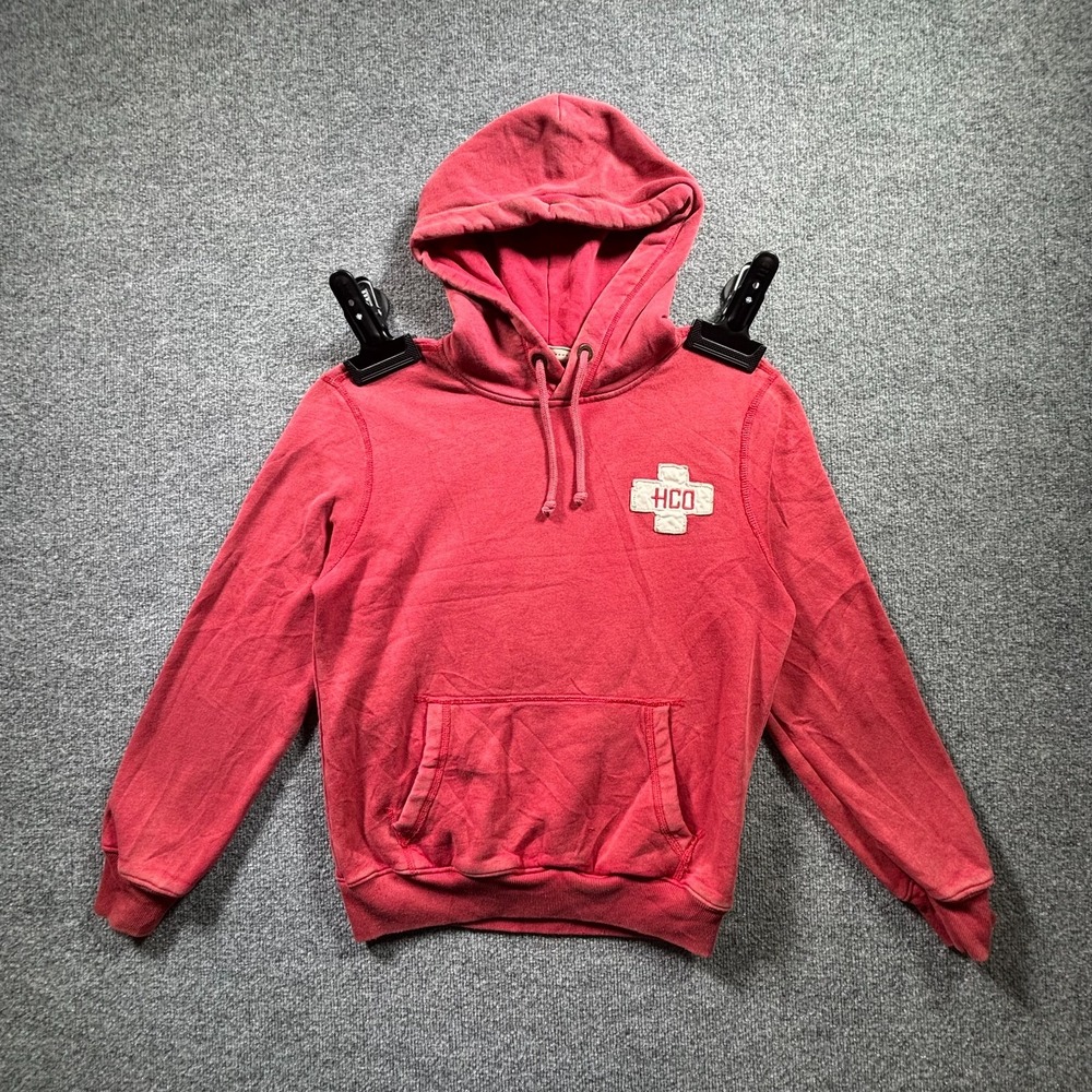 Hollister Co Hoodie Womens XS Red Fleece Guard & Rescue Drawstring Hooded Casual
